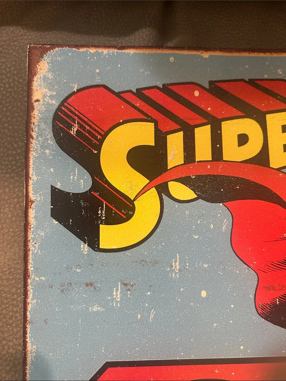 DC Comics Superman Retro Metal Sign - Blue, Red & Yellow by Desperate Enterprise